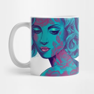 Retro Rose Girl in blue Mug